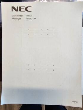 Itl-12d Nec Dtl-12d Univerge Desi Laser Labels For The / 680652 19 Sheets 2/ea