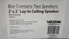 Valcom VECTLA-2 Lay-in Ceiling Speakers 2'X2' (with Backbox). Fixed Price $209.26.